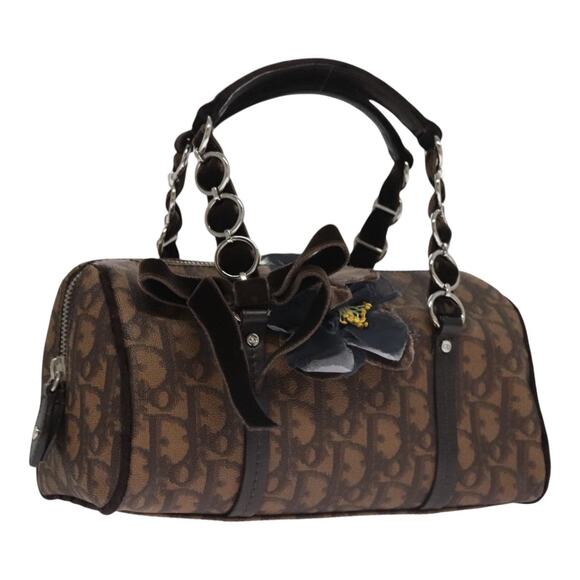 DIOR Trotter Romantic Hand Bag Pvc Leather Brown - Picture 1 of 13